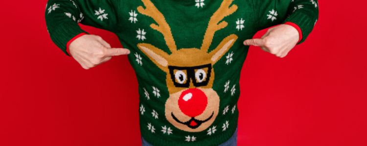Ugly Christmas Sweater Happy Hour Background Image